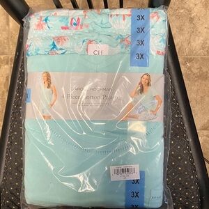 Midnight by Carole Hochman Aqua and Floral Pajama Set